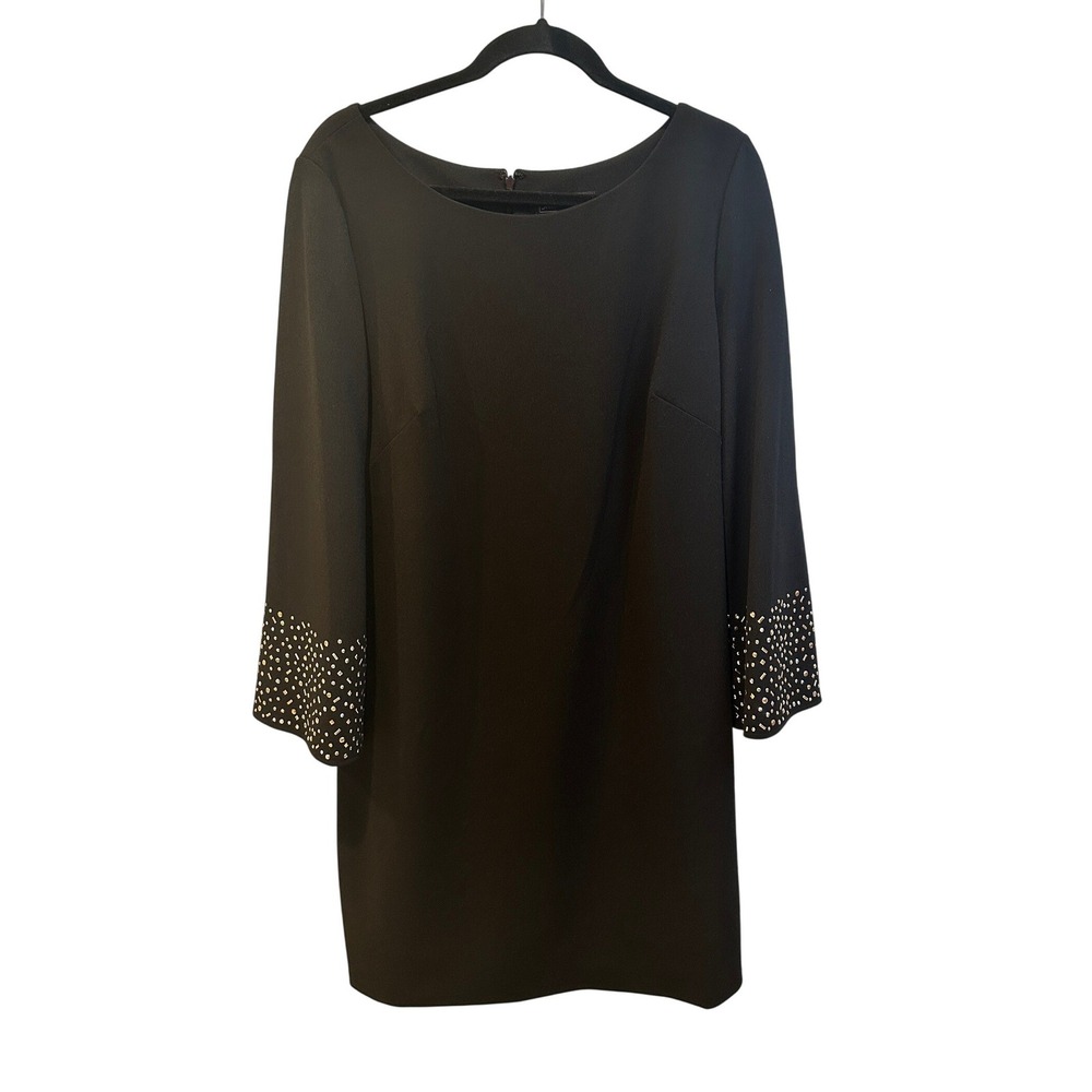 Jessica‎ Howard Black Rhinestone Bell Sleeve Shift Dress JH9M6473 Womens 16